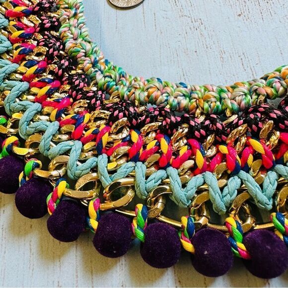 MGB Crocheted Colorful Boho Statement Necklace - Picture 2 of 4